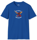 Blue T-shirt featuring an image of a macaw and the Venezuelan flag. The text "THE FIGHT IS UNTIL THE END" surrounds the bird.